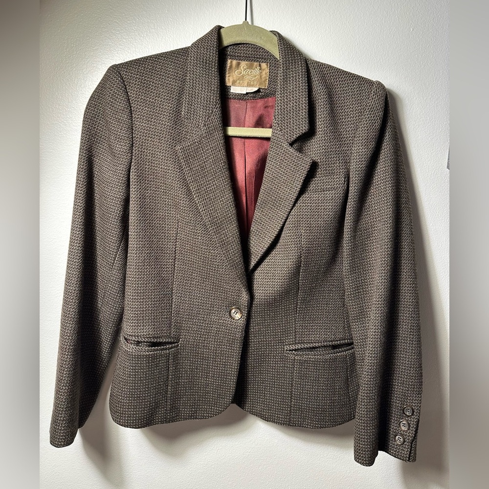 Vintage Saville Petite Blazer Wool Dark Academia Career Office 80s Old Money 4